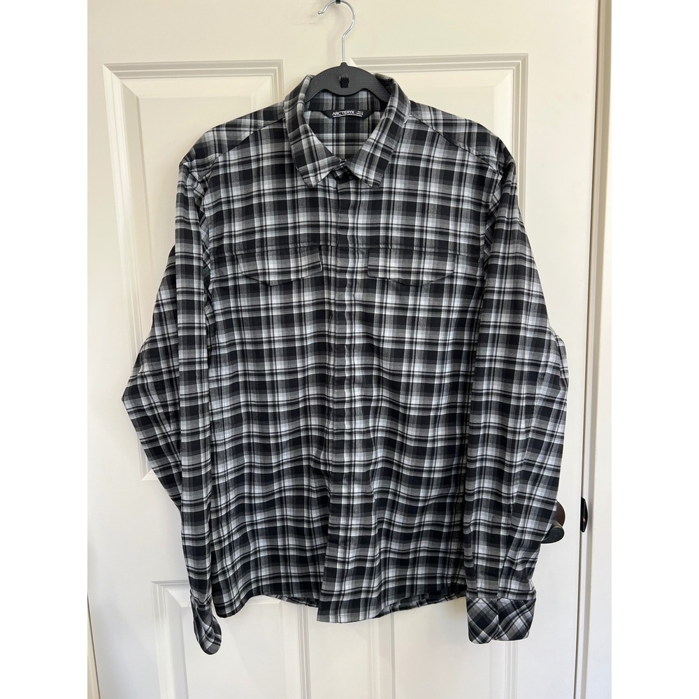 Arc'Teryx Grayson Brushed Polyester Tech Flannel Long Sleeve Snap Button Shirt L